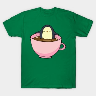 Penguin chilling in a cup of coffee T-Shirt